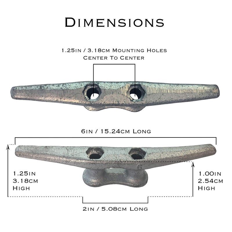ZUJARA 6 inch Dock Cleats, 5-Pack Galvanized Iron Boat Cleat for Marine or Decorative Applications - Image 2